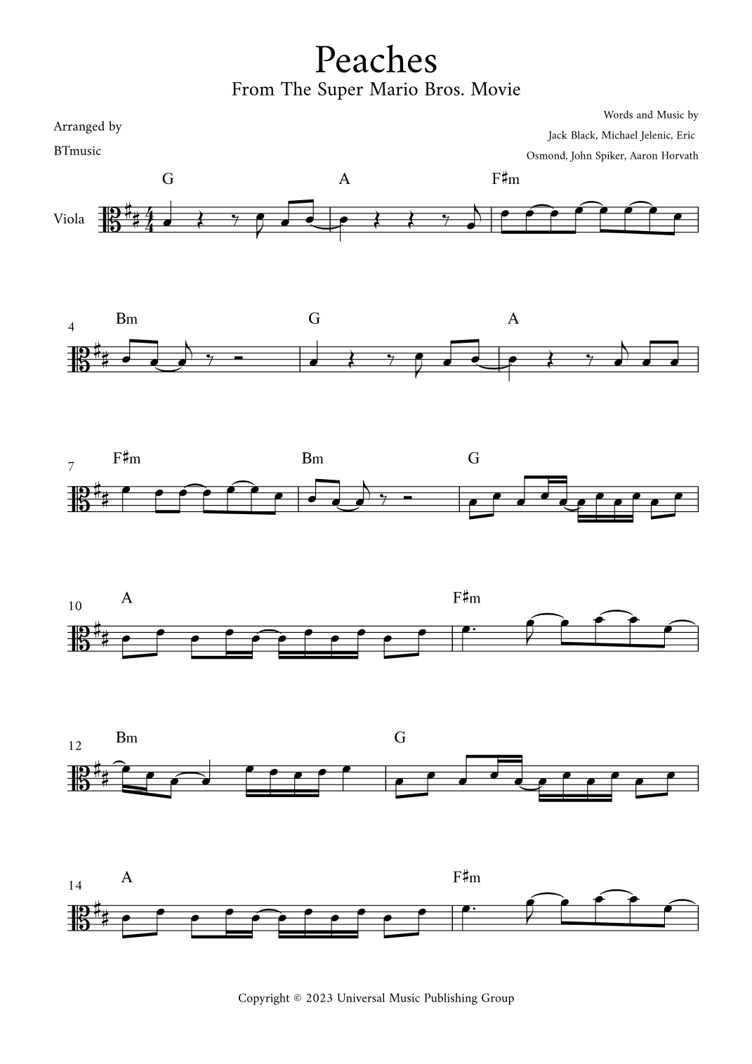 Peaches (arr. BTmusic)