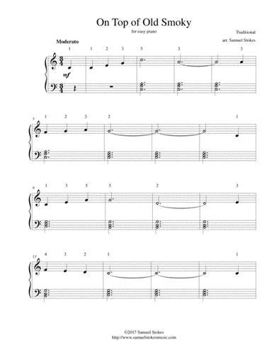 On Top of Old Smoky - for easy piano (arr. Samuel Stokes)