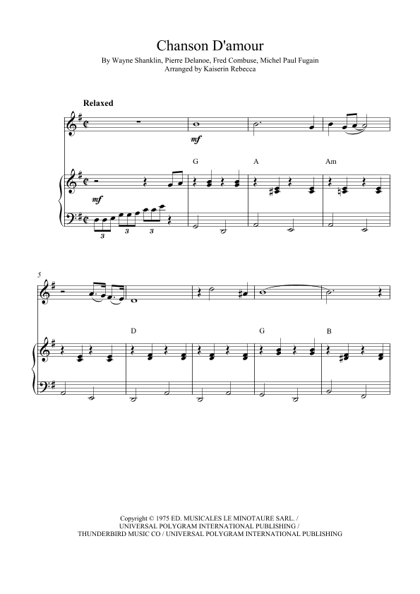 Chanson D'amour (the Ra-da-da-da-da Song) (arr. Kaiserin Rebecca)