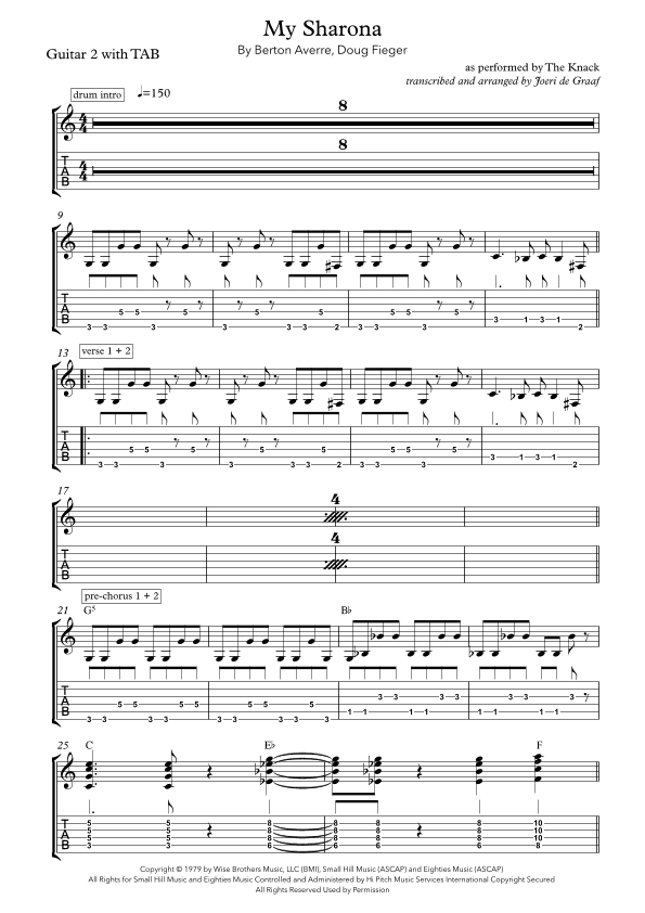 My Sharona (arr. Joeri de Graaf)