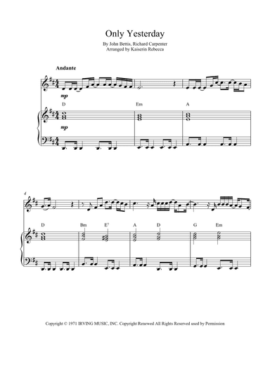 Only Yesterday (arr. Kaiserin Rebecca)