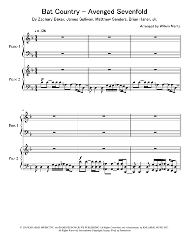 Bat Country (arr. Willem Mante)