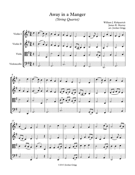 Away in a Manger (String Quartet) - Score and parts (arr. Jordan Grigg)