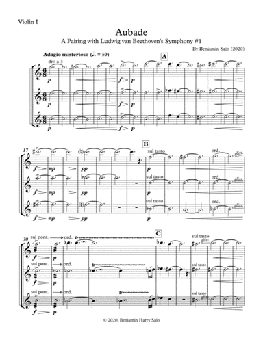 Aubade: A Pairing with Beethoven's Symphony #1 - Violin I