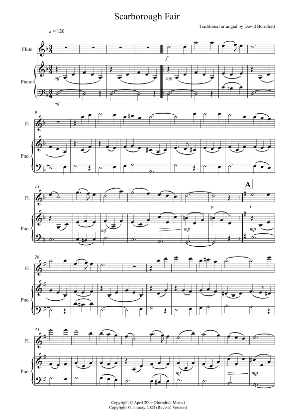 Scarborough Fair for Flute and Piano (arr. David Burndrett)