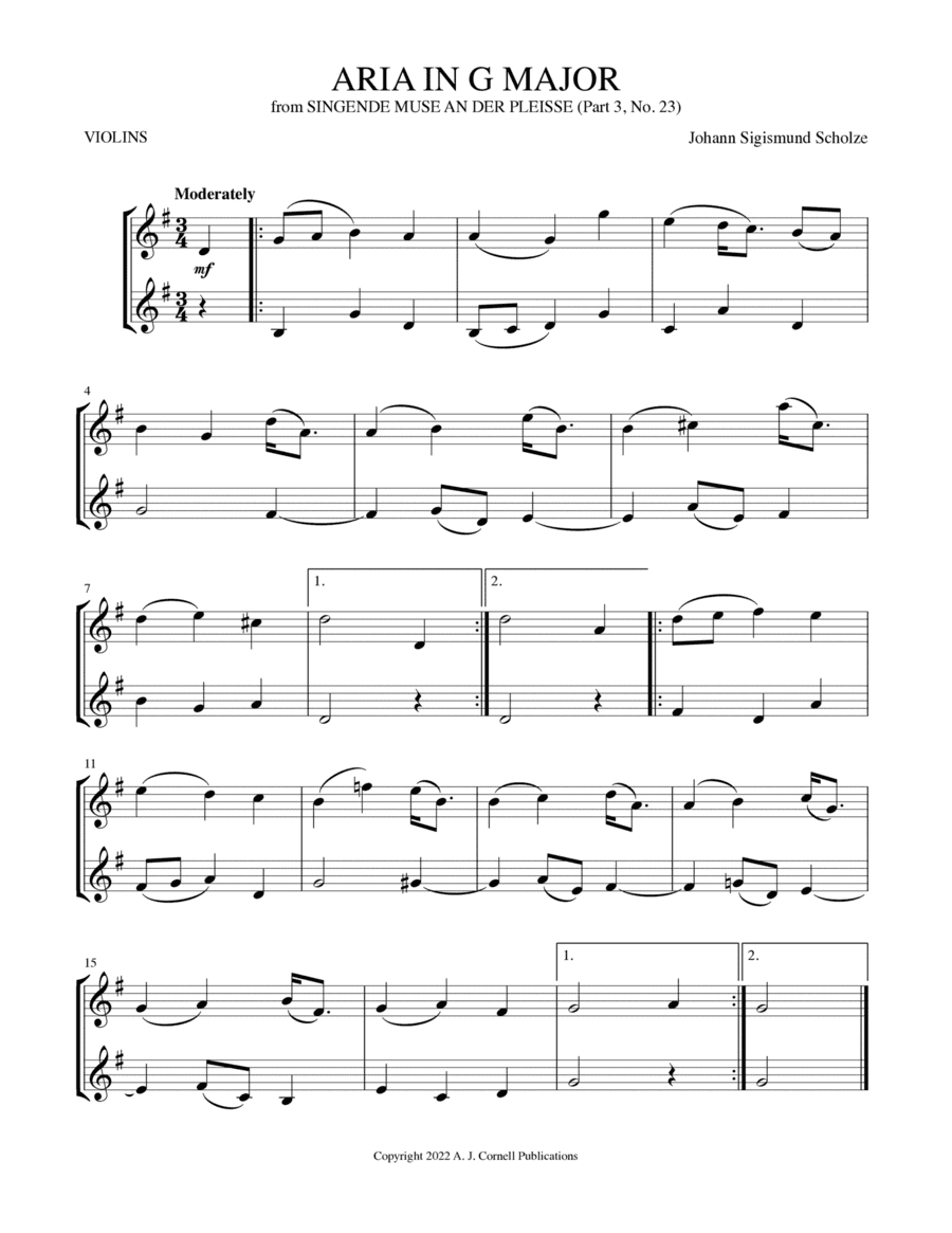 Aria in G Major (from Singende Muse an der Pleisse) (arr. Mark Phillips)