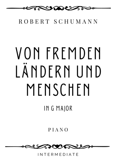 Schumann - Von Fremden Ländern und Menschen in G Major - Intermediate (arr. Piacere Music Sheets)
