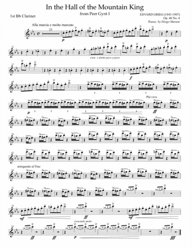 In the Hall of the Mountain King from "Peer Gynt" for Clarinet Quartet (arr. Diego Marani)