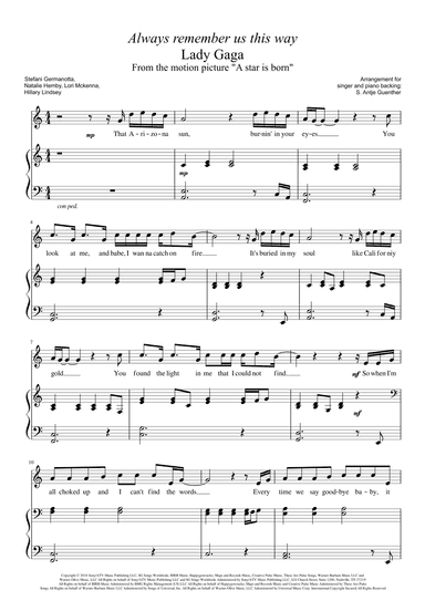 Always Remember Us This Way (arr. Antje Günther)