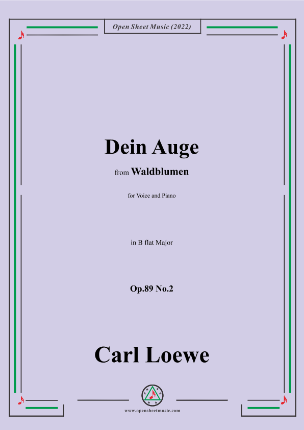 Loewe-Dein Auge,Op.89 No.2,in B flat Major (arr. OSM Press)