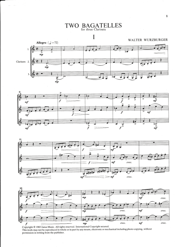 Two Bagatelles for three clarinets