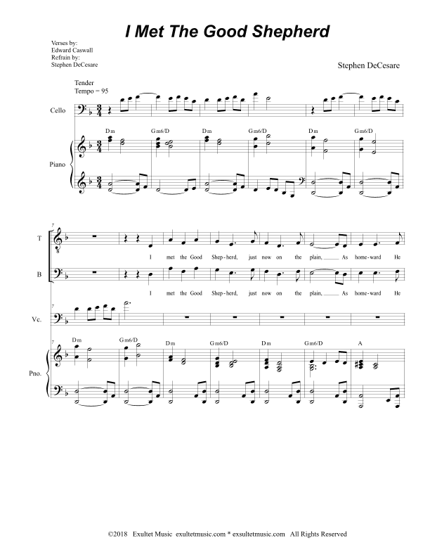 I Met The Good Shepherd (Vocal Quartet - (SATB)