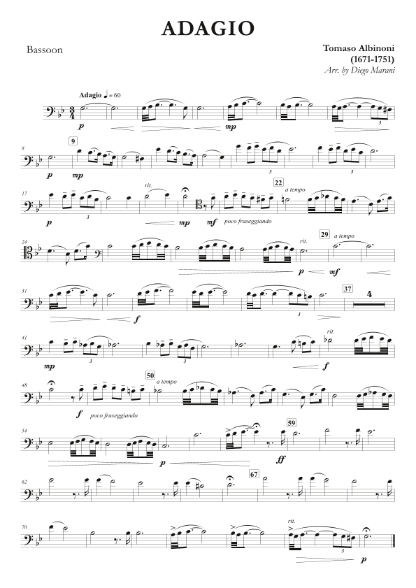 Albinoni's Adagio for Bassoon and Piano (arr. Diego Marani)