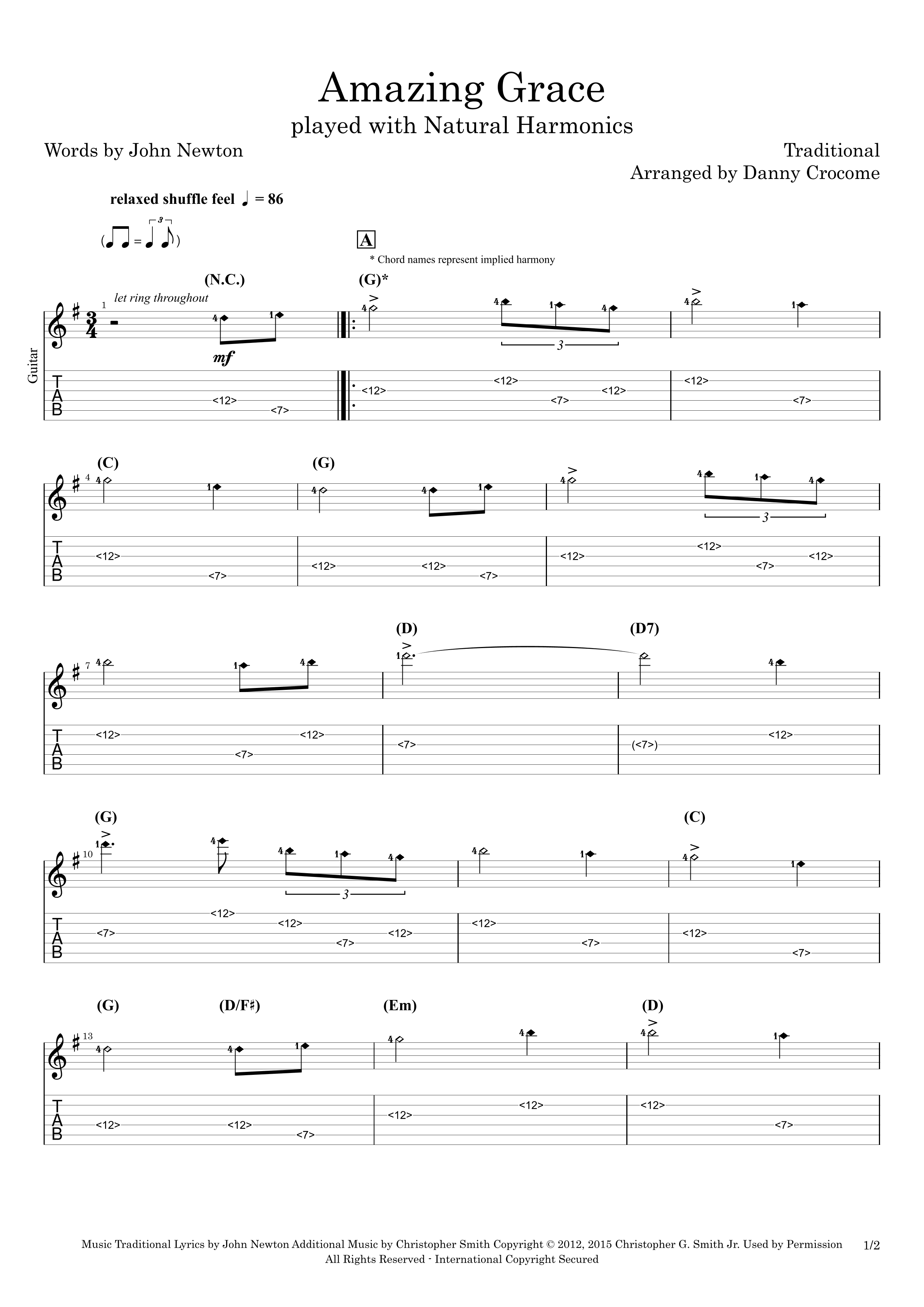 Amazing Grace (played with Natural Harmonics) (arr. Danny Crocome)