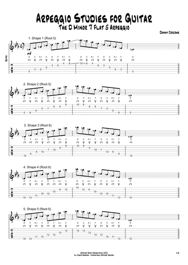 Arpeggio Studies for Guitar - The D Minor 7 Flat 5 Arpeggio