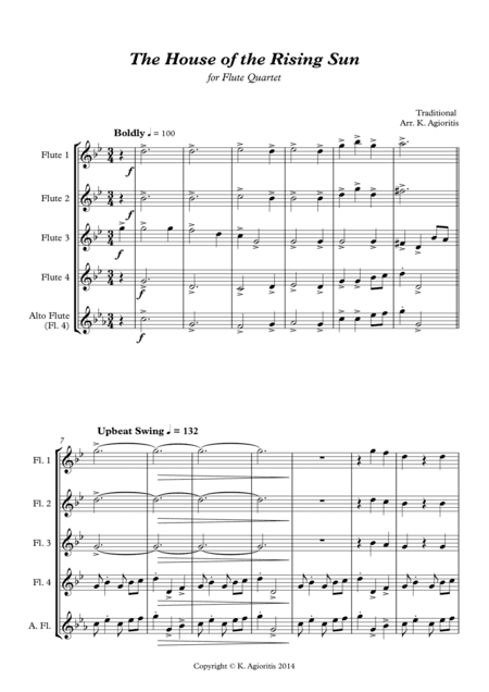 The House of the Rising Sun - for Flute Quartet (arr. K. Agioritis)