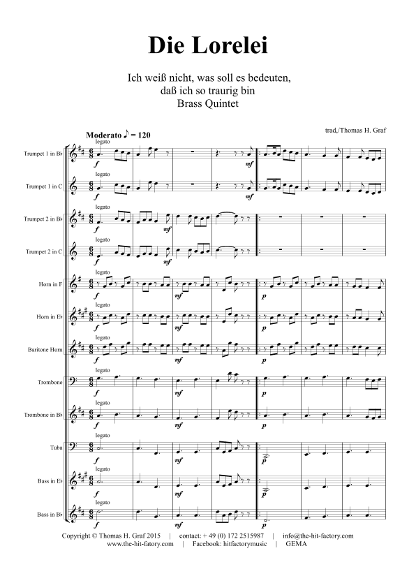 Die Loreley/Die Lorelei - Ich weiß nicht was soll es bedeuten - German Folk Song  - Brass Quintet (arr. Thomas Graf)