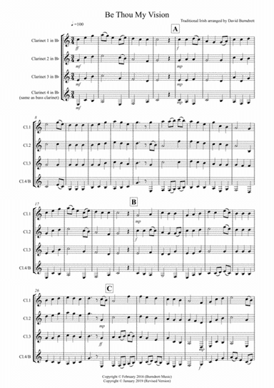 Be Thou My Vision for Clarinet Quartet (arr. David Burndrett)