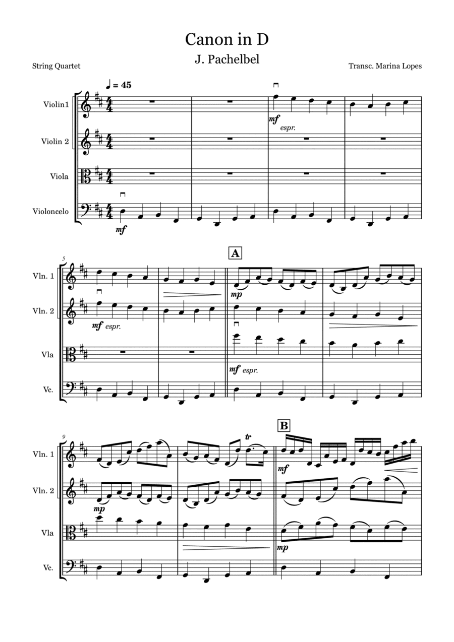 Canon in D - J. Pachelbel (arr. Marina Lopes)
