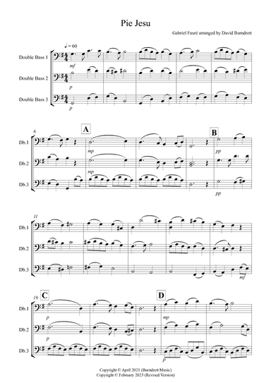 Pie Jesu (from Requiem) for Double Bass Trio (arr. David Burndrett)
