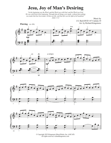Jesu, Joy of Man's Desiring (arr. Richard Kingsmore)