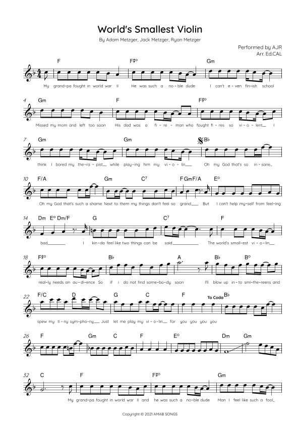 World S Smallest Violin (arr. Arr. Ed.CAL)