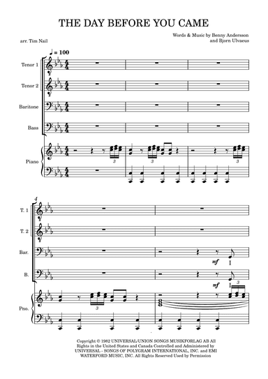 Day Before You Came (arr. Tim Nail)