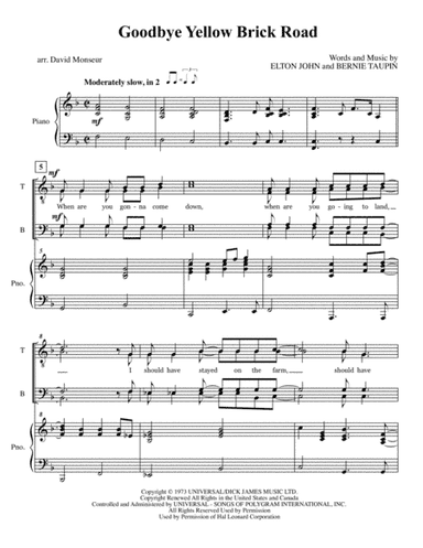 Goodbye Yellow Brick Road (arr. David Monseur)