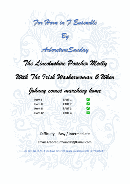 Lincolnshire poacher Medley Horn in F quartet (arr. ArboretumSunday)