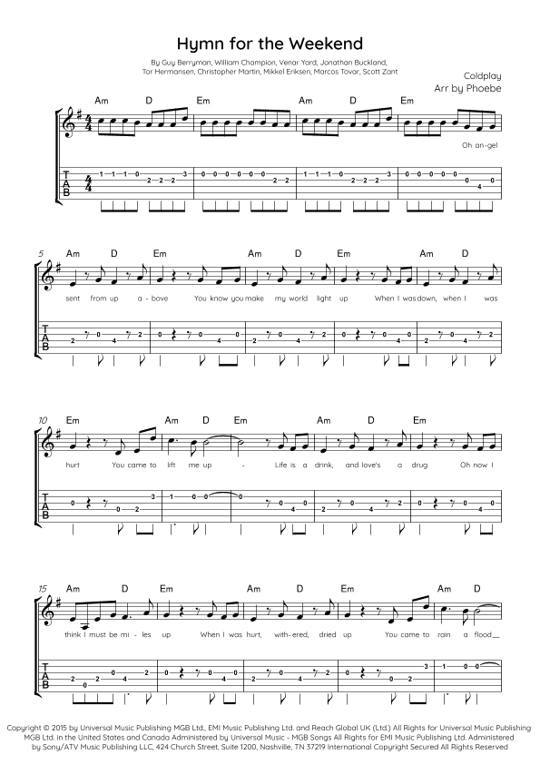 Hymn For The Weekend (arr. Arr. Phoebe)