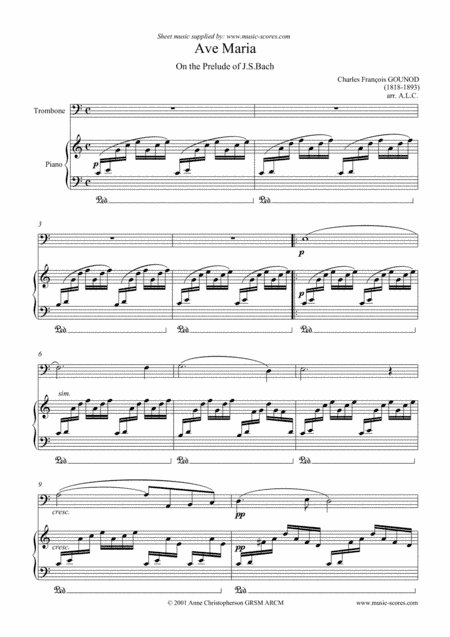 Ave Maria - Trombone and Piano (arr. Anne L Christopherson GRSM ARCM)