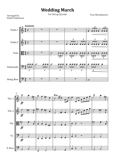 Wedding March (For String Quintet) (arr. Daniel Nakamura)