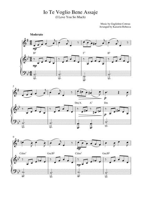 Io Te Voglio Bene Assaje (I Love You So Much) (arr. Kaiserin Rebecca)