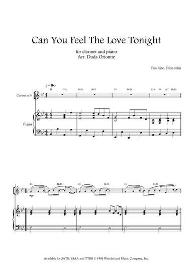 Can You Feel The Love Tonight (arr. Duda Oriontte)