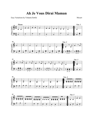 Twinkle Twinkle Little Star (Easy Children Piano Variations, After Mozart) (arr. Yohanta Sottile)