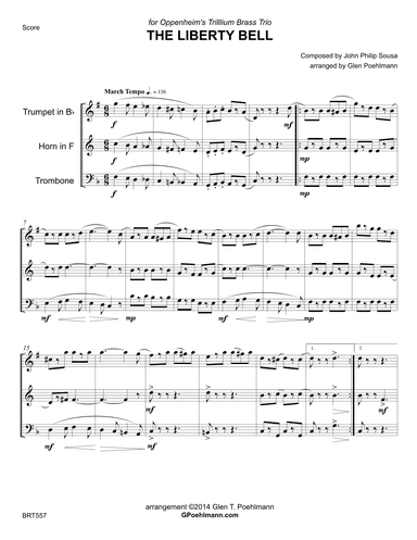 THE LIBERTY BELL MARCH for BRASS TRIO (John Philip Sousa) (arr. arrangements by GPoehlmann)