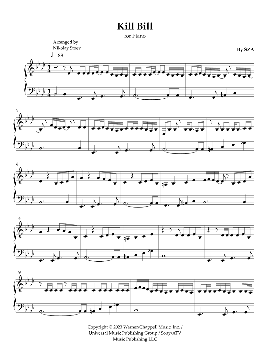 Kill Bill (arr. Nikolay Stoev)