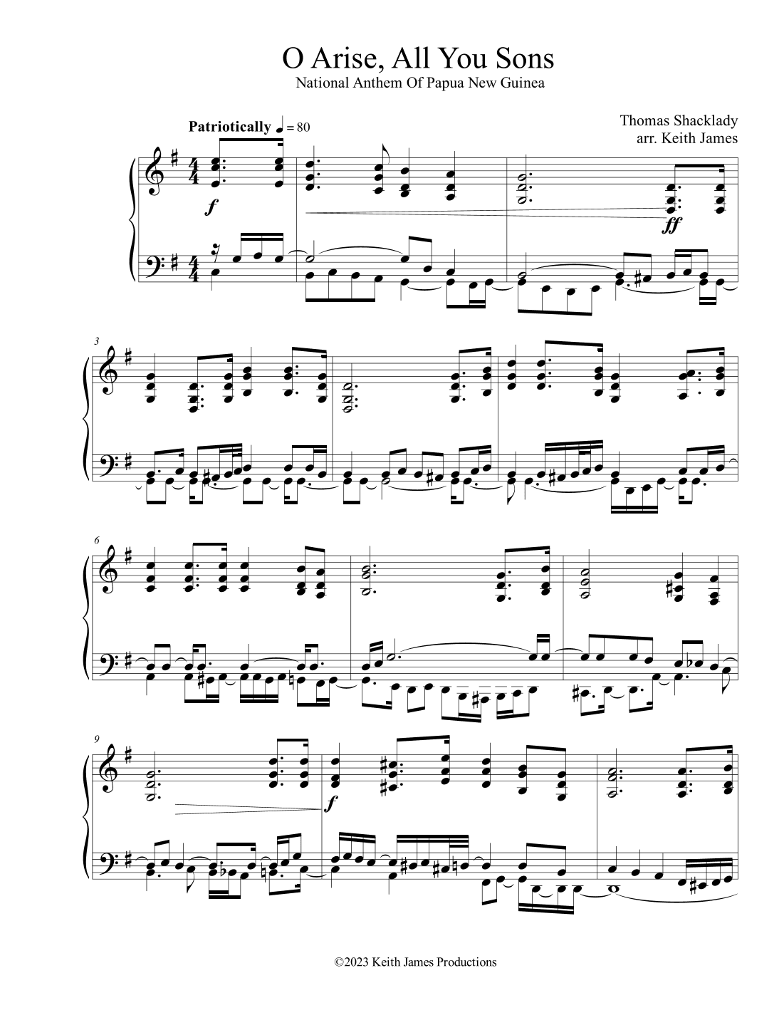 O Arise, All You Sons (National Anthem Of Papua New Guinea) (arr. Keith James)