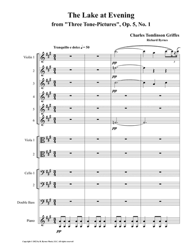 The Lake at Evening ("Three Tone Poems", Op. 5 (String Orchestra + Piano) (arr. Richard Byrnes)