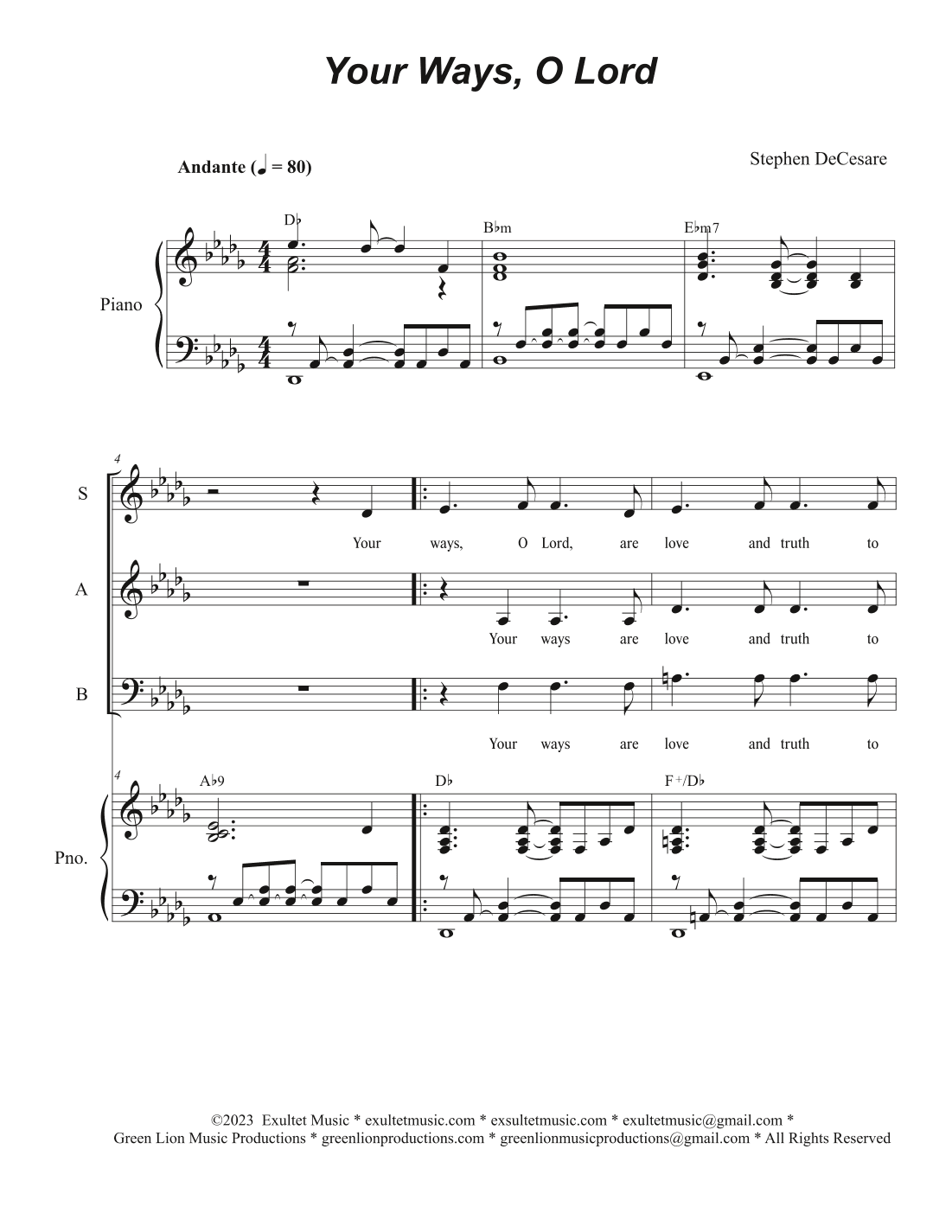Your Ways, O Lord (Vocal Trio - (SAB)