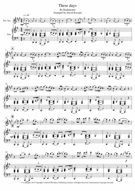 These Days (arr. David Kocijan)