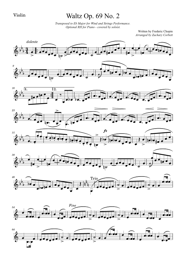 Waltz Op. 69 No. 2 (arr. Zachary Corbett)