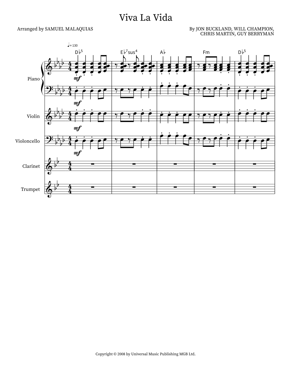 Viva La Vida (arr. SAMUEL DE SOUZA MALAQUIAS)