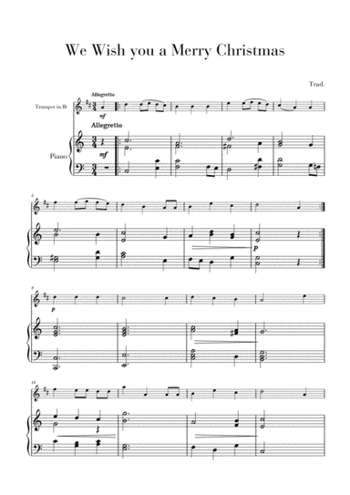 We Wish you a Merry Christmas for Trumpet in Bb and Piano (arr. Cadenza Editions)