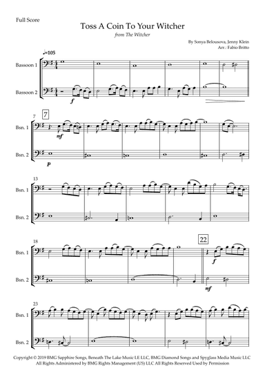 Toss A Coin To Your Witcher (arr. Fabio Britto)
