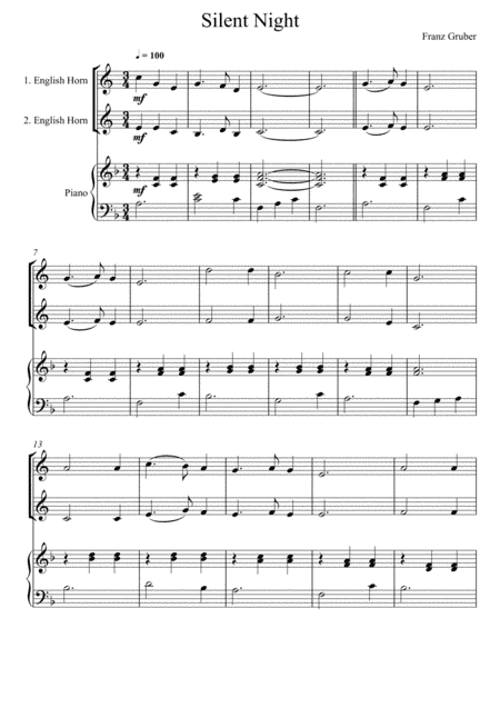 Franz Gruber - Silent Night F Key (English Horn Solo) (arr. André Laitano)