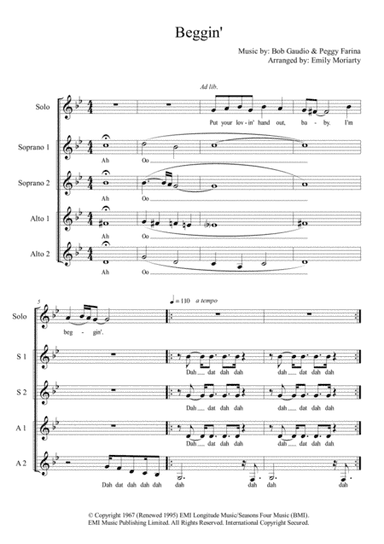 Beggin' (arr. Emily Moriarty)