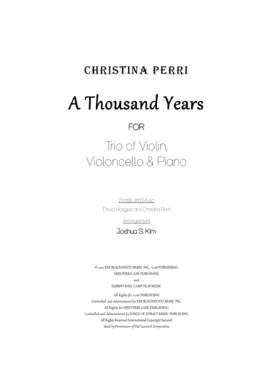A Thousand Years (arr. Joshua Jun S. Kim)