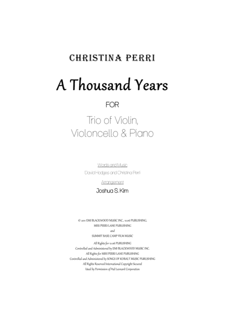A Thousand Years (arr. Joshua Jun S. Kim)