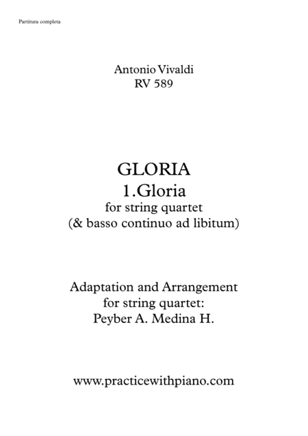 Vivaldi - RV 589, GLORIA - 1. Gloria, for string quartet (arr. Peyber Augusto Medina Hidalgo)